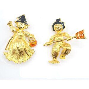 Avon Mr. Mrs. Scarecrow Pair Brooches Pins